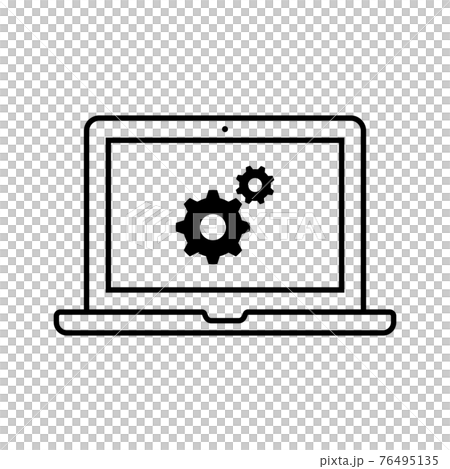 設定 システム 歯車 パソコン アイコン 線バージョン のイラスト素材