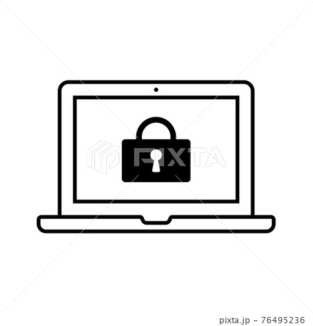 鍵　セキュリティ　パスワード　パソコン　アイコン（線バージョン） 76495236