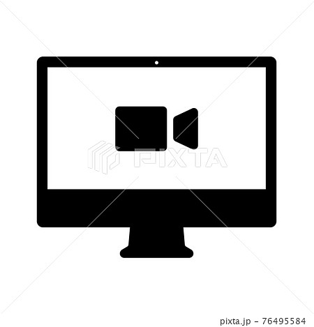 動画 オンライン 会議 パソコン アイコン シルエット のイラスト素材