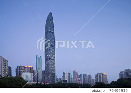 KingKey Financial Center(kk100) at night time in Shenzhen,China.  76495936