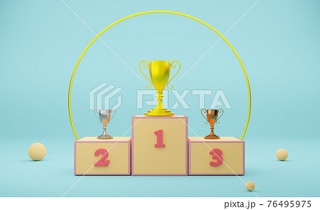 Golden champion cup or trophies and winners podium in sky blue pastel composition for modern stage display and minimalist mockup ,abstract showcase background ,Concept 3d illustration or 3d render Golden champion cup or trophies and winners podium in sky blue pastel composition for modern stage display and minimalist mockup ,abstract showcase background ,Concept 3d illustration or 3d render 76495975