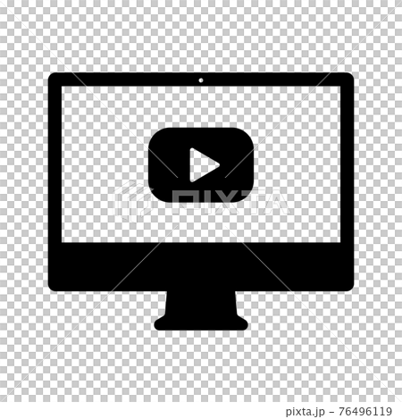 動画 ライブ配信 再生 パソコン アイコン シルエット のイラスト素材
