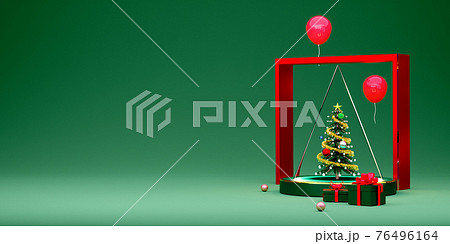 Podium and Gift box with Christmas tree in green composition for website or poster or Happiness cards,Christmas banner and festive New Year, realistic 3d illustration or 3d render Podium and Gift box with Christmas tree in green composition for website or poster or Happiness cards,Christmas banner and festive New Year, realistic 3d illustration or 3d render 76496164
