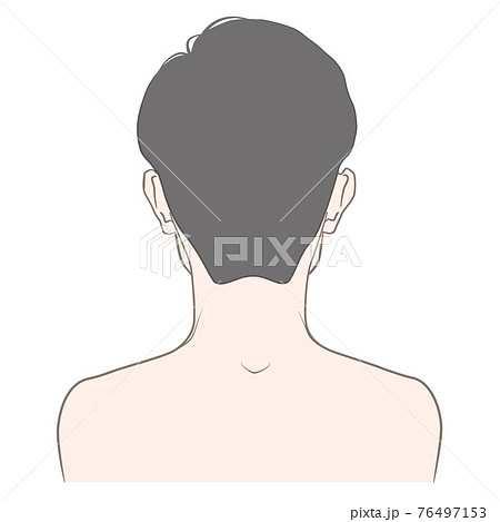 髪の毛あり 男性の背後 背面 後頭部側のイラストのイラスト素材