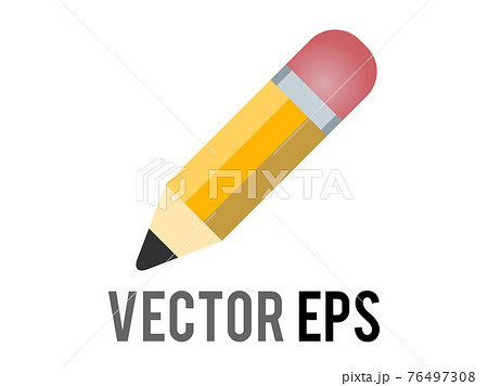 Vector classic yellow pencil icon with sharpened tip, pink eraser Vector classic yellow pencil icon with sharpened tip, pink eraser 76497308