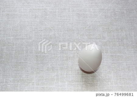 white chicken egg on textile rustic gray background. Design for poultry industry, production of eco bio natural food. Free space for text. minimalistic top view. design for banners, cards. white chicken egg on textile rustic gray background. Design for poultry industry, production of eco bio natural food. Free space for text. minimalistic top view. design for banners, cards. 76499681