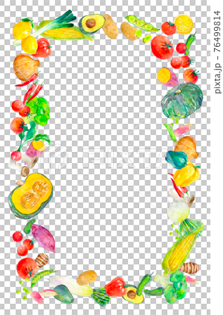水彩イラスト 緑黄色野菜 野菜フレーム 水彩イラスト 緑黄色野菜 野菜フレーム 76499814