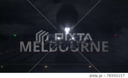 Airplane taking off from the airport with MELBOURNE city name, 3d rendering Airplane taking off from the airport with MELBOURNE city name, 3d rendering 76503157