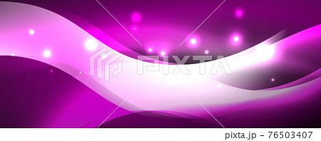 Shiny glowing neon wave, light lines abstract background. Magic energy and motion concept. Vector wallpaper template 76503407