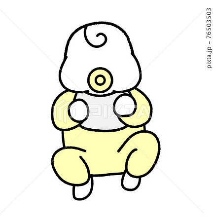 おしゃぶりを咥えて仰向けに寝る新生児のイラスト素材 おしゃぶりを咥えて仰向けに寝る新生児のイラスト素材