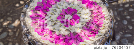 A pattern of flowers in a container with water, spa concept BANNER, LONG FORMAT A pattern of flowers in a container with water, spa concept BANNER, LONG FORMAT 76504457