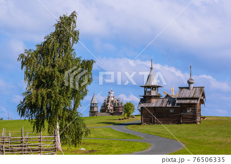 Famous wooden buildings on the island Kizhi Russia 76506335