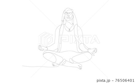Meditating man one line art. Human character vector illustration. EPS 10 Meditating man one line art. Human character vector illustration. EPS 10 76506401