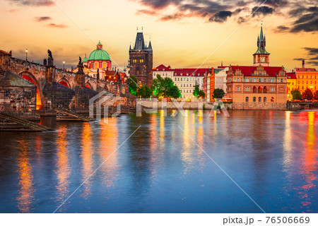 Prague, Czech Republic - Charles Bridge and Stare Mesto oldtown 76506669