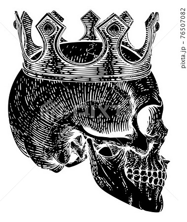 Skull Human Skeleton King Wearing Royal Crownのイラスト素材