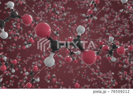 Glyoxal molecule, ball-and-stick molecular model. Chemical 3d rendering 76509212