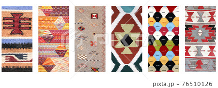 Set of banners with textures of berber traditional wool carpets 76510126