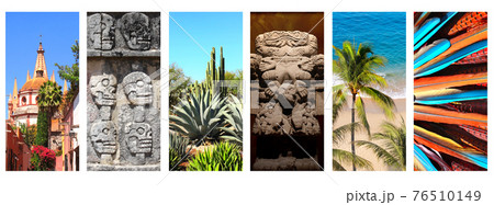 Set of banners with landmarks of Mexico 76510149