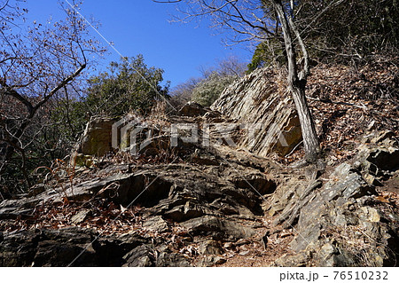 栃木県足利市 大小山 妙義山ハイキング 左から時計方向廻りのハイキング登山道 栃木県足利市 大小山 妙義山ハイキング 左から時計方向廻りのハイキング登山道 76510232
