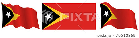 flag of East Timor in static position and in motion, fluttering in wind in exact colors and sizes, on white background 76510869