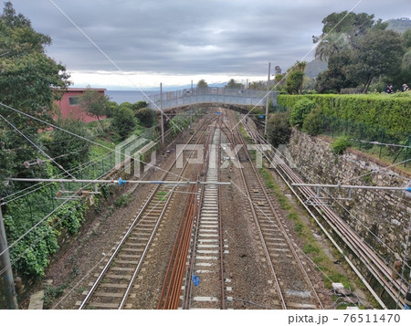 rail tracks in genoa sant ilario 76511470