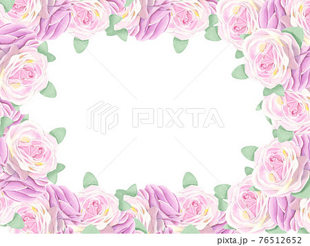 バラの背景フレーム 手描き水彩画 のイラスト素材