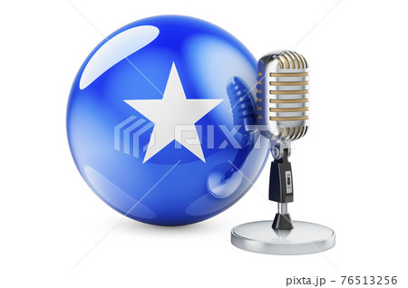 Music of Somalia concept. Retro microphone with Somali flag. 3D rendering 76513256