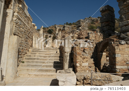 The ruins of an ancient city of Ephesus, Turkey. The ruins of an ancient city of Ephesus, Turkey. 76513403