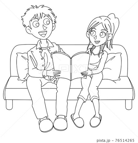 カップル線画 76514265