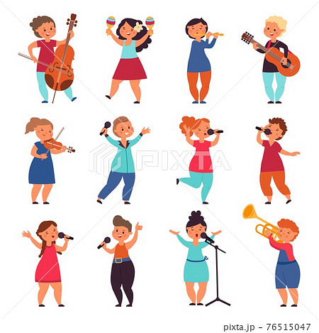 Child musicians. Children play instruments,... - Stock Illustration  [76515047] - PIXTA