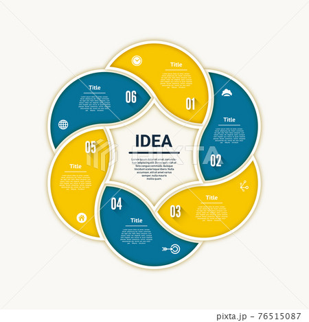 Vector progress background. Template for diagram, graph, presentation and chart. Business concept with 6 options, parts, steps or processes. Abstract background. 76515087