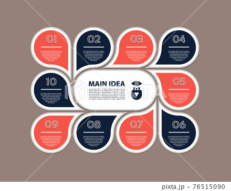 Vector circle info graphic. Template for cycle diagram, graph, presentation and round chart. Business concept with 10 options, parts, steps or processes. Abstract background. 76515090