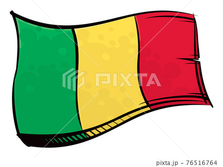 Painted Mali flag waving in wind 76516764