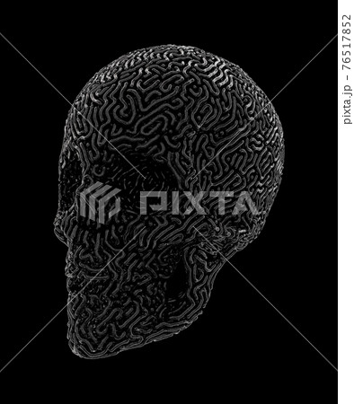 Metal Carved Skull Isolated On Black Background 76517852