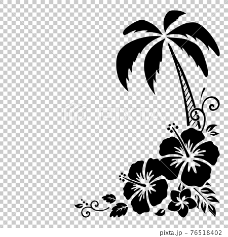 Hibiscus And Palm Tree Decorative Stock Illustration