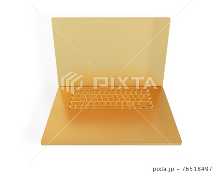 The gold laptop is insulated against a white background. 3D render 76518497