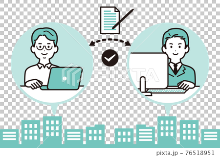 オンラインで契約書にサインするビジネスパーソンのイラスト 男性 オンラインで契約書にサインするビジネスパーソンのイラスト 男性 76518951
