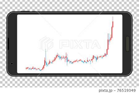スマホの横画面で見る株やfxや仮想通貨に使われるローソク足チャート 上昇のイラスト素材