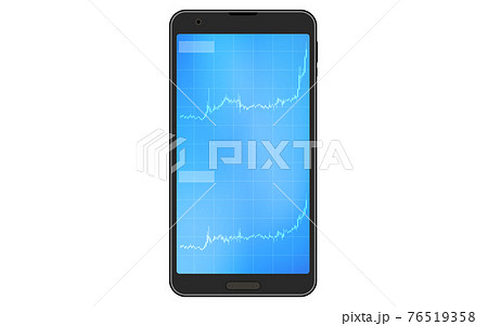スマホの縦画面で見る株やFXや仮想通貨に使われるローソク足チャート、上昇 スマホの縦画面で見る株やFXや仮想通貨に使われるローソク足チャート、上昇 76519358