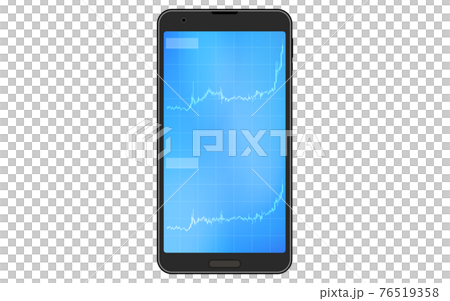 スマホの縦画面で見る株やFXや仮想通貨に使われるローソク足チャート、上昇 スマホの縦画面で見る株やFXや仮想通貨に使われるローソク足チャート、上昇 76519358