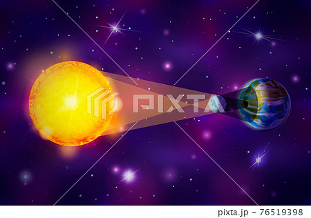 Realistic diagram of Solar eclipse infographic on deep space background 76519398