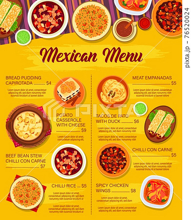 Mexican cuisine vector menu, Mexico meals 76520024