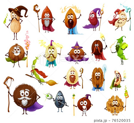 Nut, seed and bean magicians, wizard characters 76520035