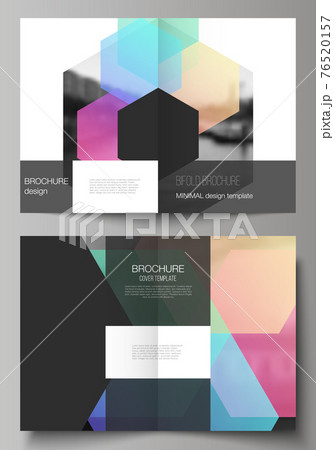 Vector layout of two A4 format cover mockups design templates with abstract shapes and colors for bifold brochure, flyer, magazine, cover design, book design, brochure cover. 76520157