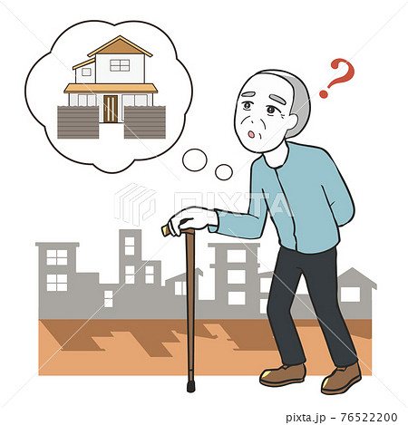 認知症　帰れない　街並み　高齢男性 76522200