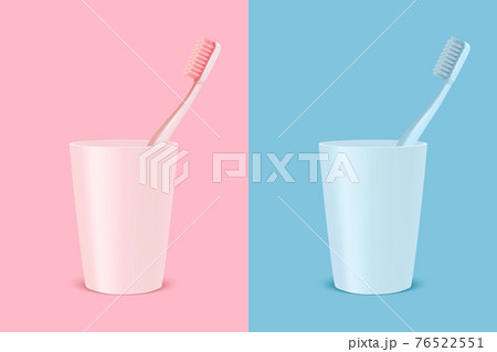 Vector 3d Realistic Pink and Blue Toothbrush and Plastic Holder Cup Set Isolated. Medical Dentist Illustration. Design Template, Clipart, Mockup. Dental, Health, Dental Care Concept Vector 3d Realistic Pink and Blue Toothbrush and Plastic Holder Cup Set Isolated. Medical Dentist Illustration. Design Template, Clipart, Mockup. Dental, Health, Dental Care Concept 76522551