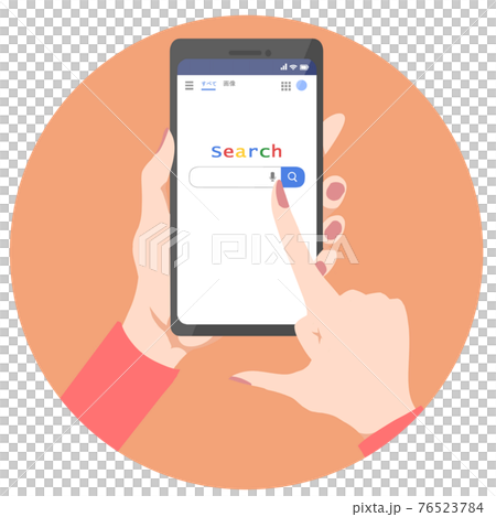 スマートフォン検索画面(タップする女性の手) スマートフォン検索画面(タップする女性の手) 76523784