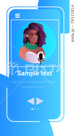 girl communicating in instant messenger by voice messages audio chat application social media online communication girl communicating in instant messenger by voice messages audio chat application social media online communication 76523814