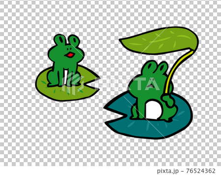 Frogs riding on lotus leaves Frogs riding on lotus leaves 76524362