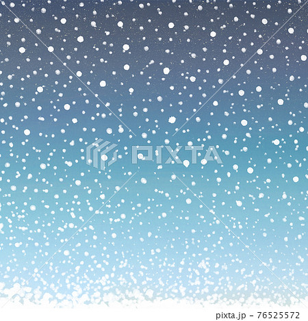 正方形　雪降る夜空の風景 76525572